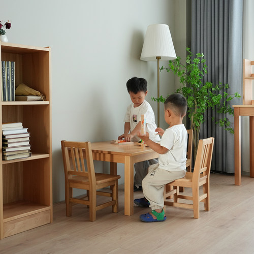 儿童实木 小方桌小椅子 橡木榉木中小学生手工桌 桌椅餐桌三件套