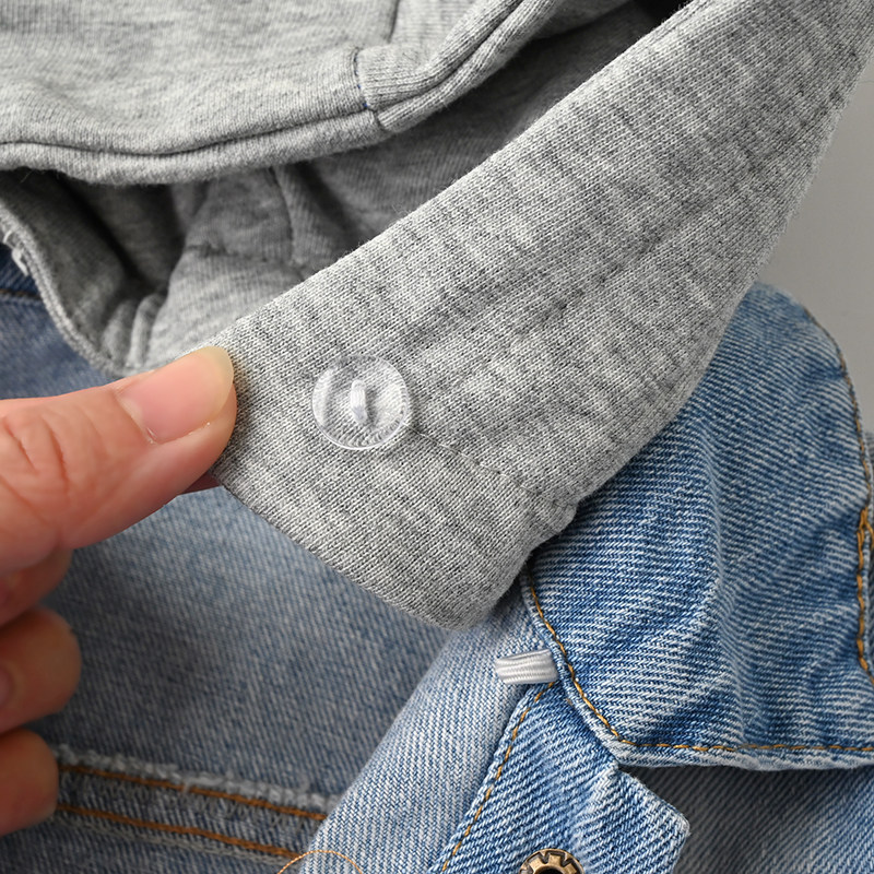 후드 분리형 아동 데님 재킷 소년과 소녀 순수 코튼 워시 가디건 탑 봄 가을 아동 의류