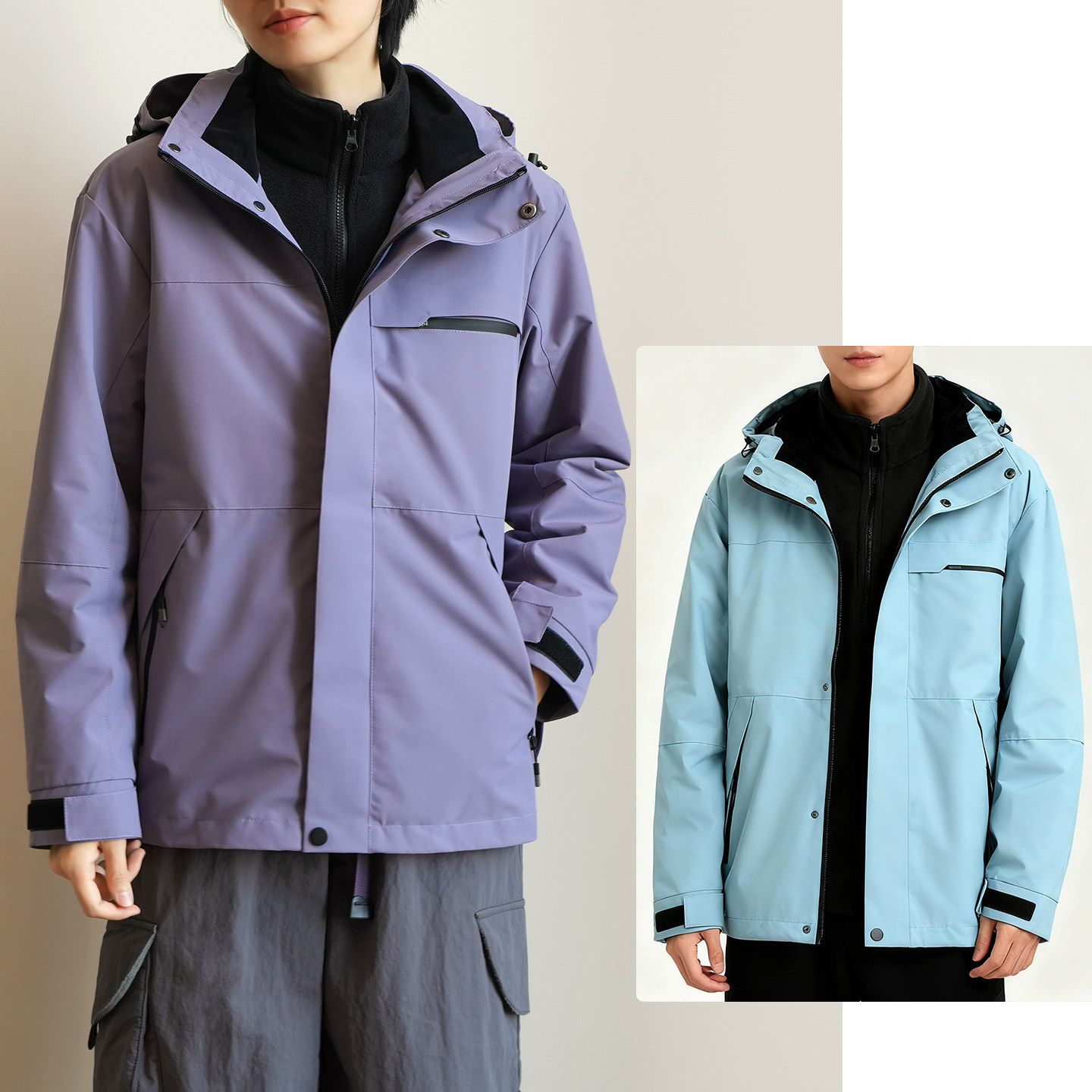 情侣款三合一外套 女士连帽保暖两件套 男士防风防泼水夹克 冬k,男装,夹克,淘宝优惠券,粉丝福利购,淘宝优惠卷