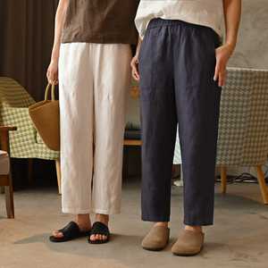女士莱赛尔亚麻哈伦裤 通勤休闲锥形九分裤 山东网店 春夏款 女装