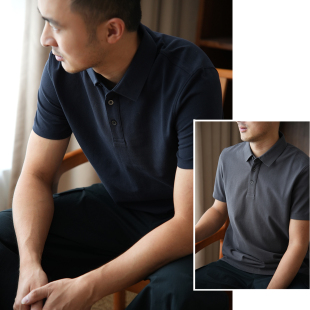 POLO短袖 男士 7A抗菌珠地棉翻领大码 T恤 很正 通勤商务夏款 灰色
