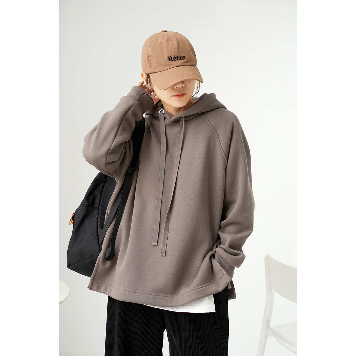 水沐良品珠地棉一体绒卫衣帽衫