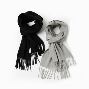 只有一批30羊绒70羊毛围巾男女都可带 纯色流苏围脖披肩