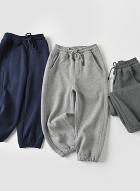 儿童收口卫裤 男童抽绳运动校服长裤 110-180中大童 春秋款 童装