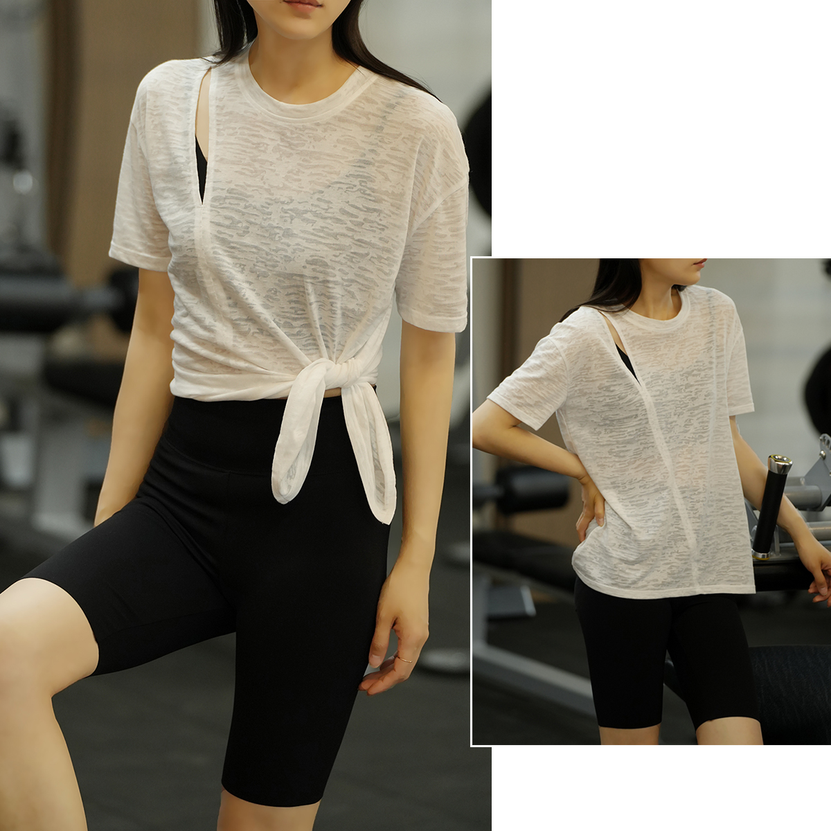 短袖休闲薄开叉棉涤女士