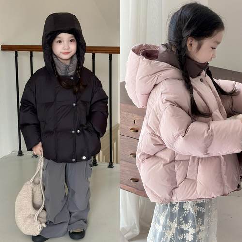 白鸭绒假两件儿童羽绒服冬款