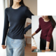 女士圆领长袖 春秋款 打底衫 竹节慕斯 纯色T恤衫 基础上衣 女装