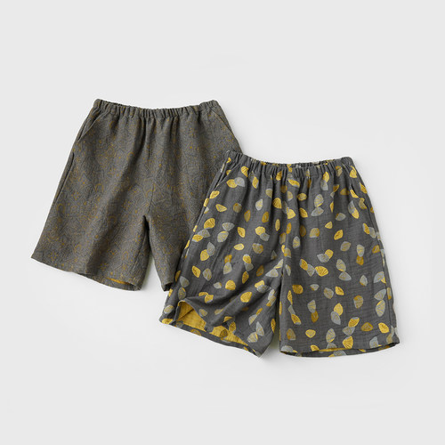 男士纯棉双层纱布家居短裤睡裤