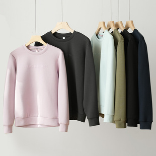 秋季 情侣款 女士休闲简约套头衫 宽松棉质圆领卫衣 男士