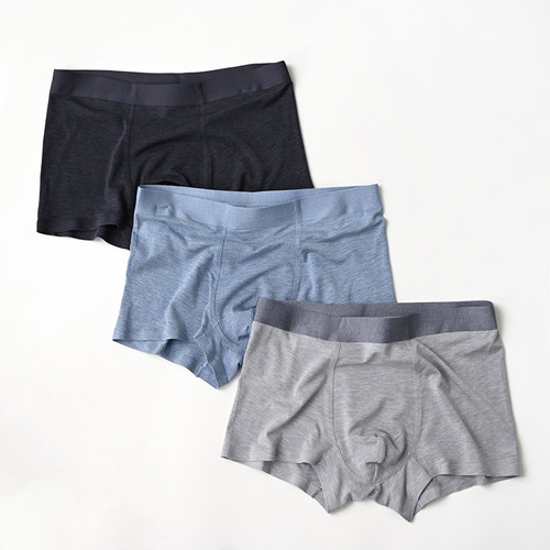 莫代尔蚕丝花纱柔软三条装平角裤