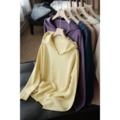 女装 无补 套头上衣 秋冬款 女士亮丝连帽毛衣 针织羊毛衫