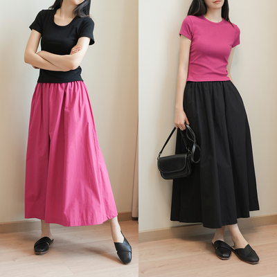 中长休闲A字酵素水洗半身裙