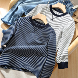 打底衫 男女童长袖 170中大童 春秋款 儿童纯棉条纹T恤 童装 柔棉