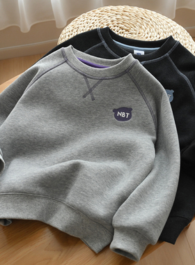 儿童加绒圆领卫衣 男女童保暖长袖套头衫 上衣 180中大童 秋冬款