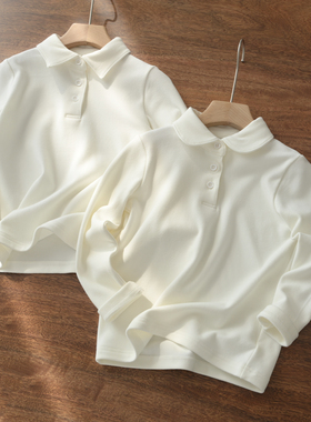小奶皮 A类儿童polo白衬衣 300g 校服白衬衫保暖恒温180厚款童装