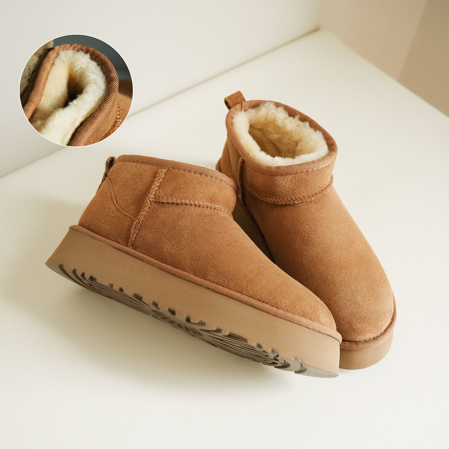 羊皮皮毛一体女士厚底雪地靴