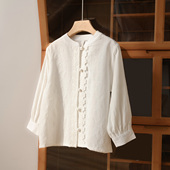 珍珠扣衬衫 童装 女童立领长袖 中大童山东网店春款 衬衣 儿童新中式