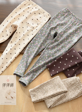 精梳棉女童外穿碎花打底裤秋冬