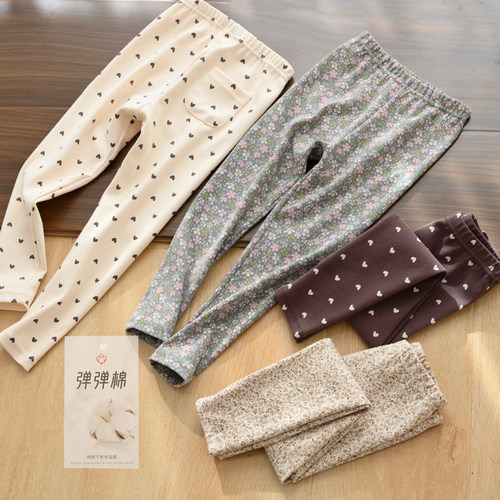 精梳纯棉女童外穿碎花打底裤秋冬