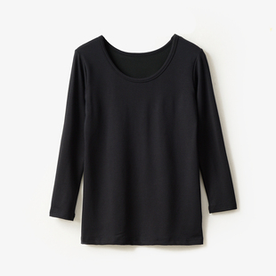 蓄热保暖 女士大圆领修身秋衣 八分袖加绒打底衫内衣 秋冬款女装