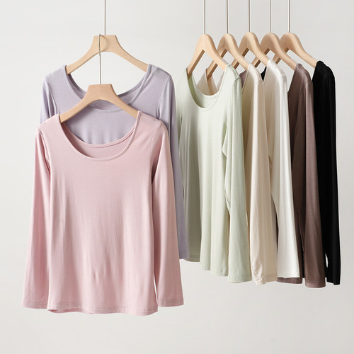 女士莫代尔大U领长袖打底衫