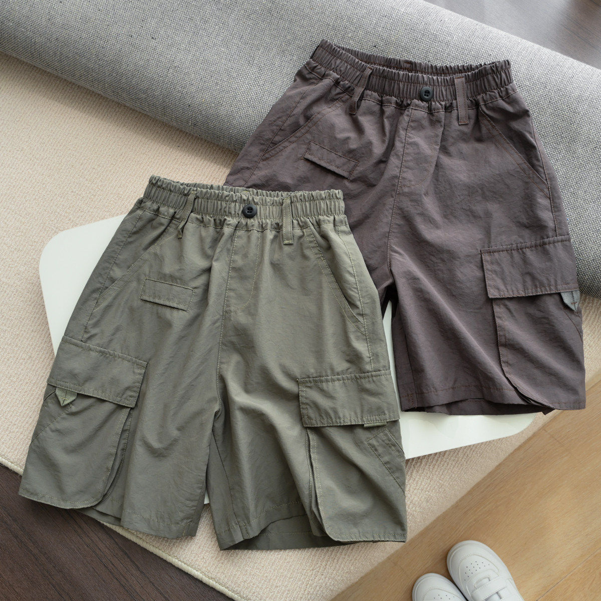 170大童短裤 儿童大口袋工装五分裤 男童纯色帅气直筒裤 中大童