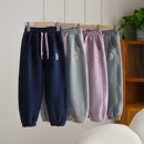 冬款 女童加绒卡通小兔卫裤 子 校服裤 儿童一体奥粒绒收口运动长裤