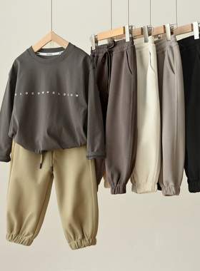 清库 儿童运动裤 男女童收口卫裤 宽松慢跑长裤 180中大童春秋款