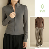 女士立领短外套修身 显瘦跑步瑜伽服开衫 春秋款 优可丝木纤维 女装