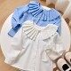 白衬衫 女童娃娃领长袖 中大童 春秋款 学院风 童装 儿童风琴领衬衣
