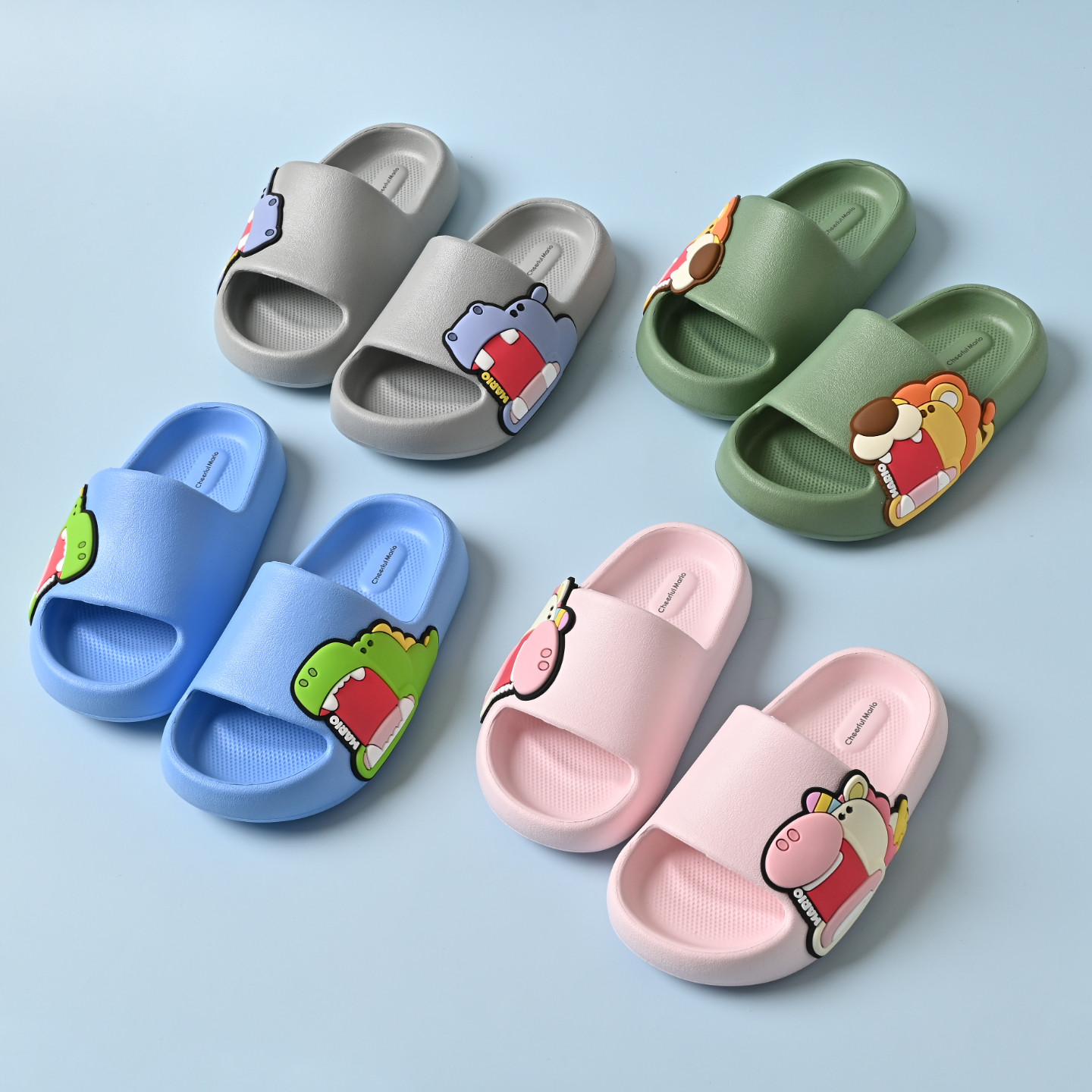 亲子款 儿童家居拖鞋 男童女童卡通平底防滑 女士浴室鞋 中大童