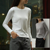T恤秋冬款 300g牙签绒恒温女士双面绒打底衫 圆领保暖长袖 山东网店