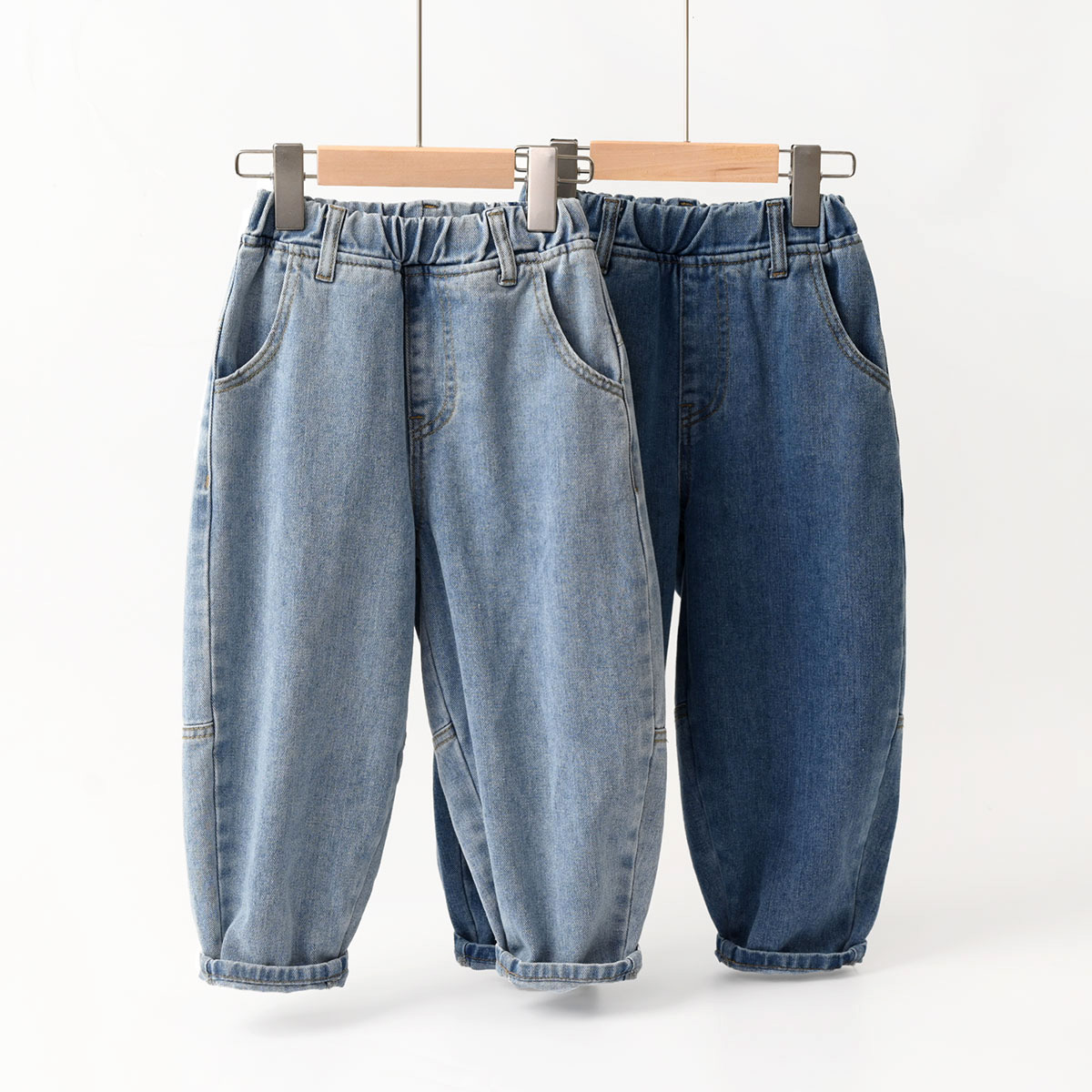 儿童水洗牛仔裤长裤哈伦裤子