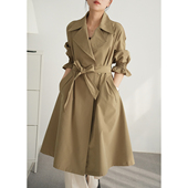 中长款 通勤外套 气质百搭 设计感 女装 风衣 春秋款 女士泡泡袖