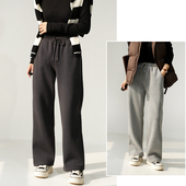 秋冬款 子 直筒显瘦长裤 女装 女士一体绒阔腿裤 加厚保暖休闲卫裤