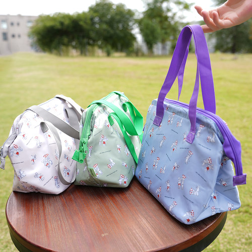 双拉链卡通保温便携布艺饭盒包