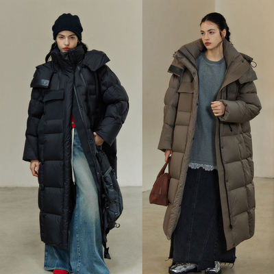 90白鸭绒长款女士长款羽绒服