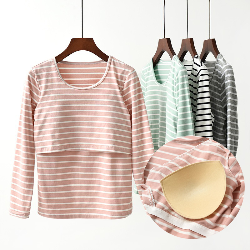 哺乳衣月子服纯棉打底衫上掀式