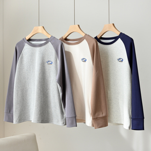 休闲打底衫 男童圆领长袖 上衣 春秋款 170中大童 童装 儿童撞色T恤