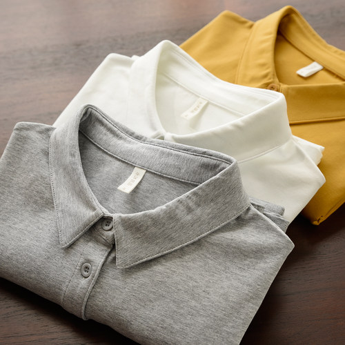 长袖女衬衫水沐良品小尖领通勤