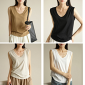 薄款 夏款 宽肩无袖 女士雪花棉背心 打底上衣 纯色系百搭T恤 女装