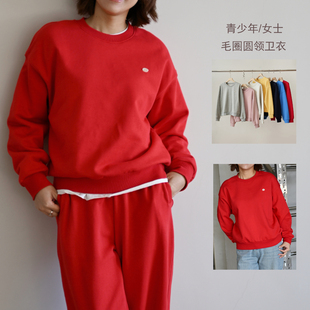 特 340g精棉毛圈 女士胸标圆领长袖卫衣 中大童青少年 秋款 女装