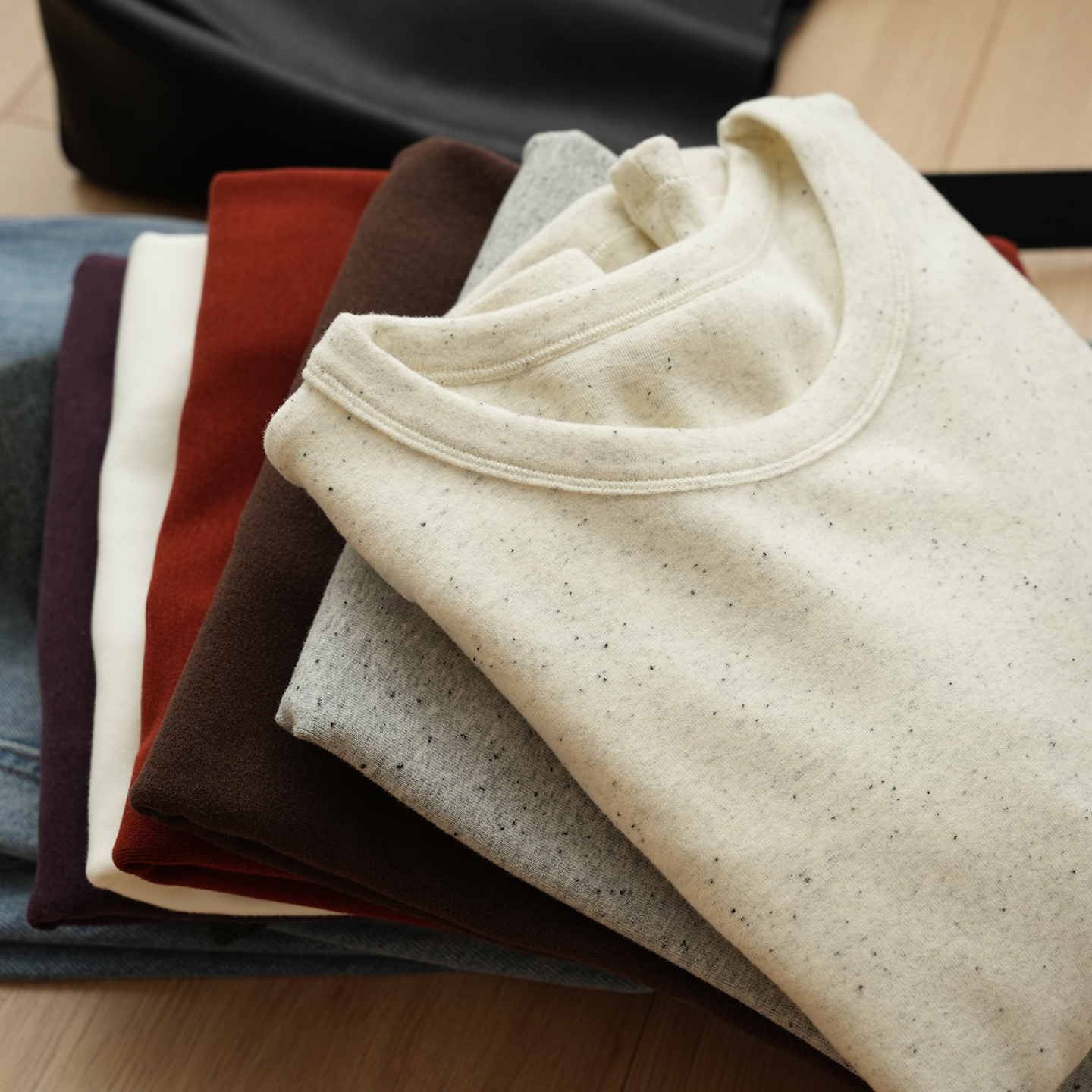 260g 女士加厚慕斯绒短袖 女士圆领磨毛T恤 叠穿 初秋新款 女装