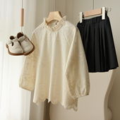 儿童纯棉刺绣衬衫 童装 女童全棉小立领衬衣 春秋款 中大童 森系