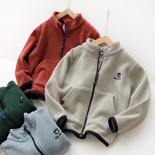 双面奥利绒 儿童加绒外套 男女童立领保暖上衣 中大童 秋冬款童装