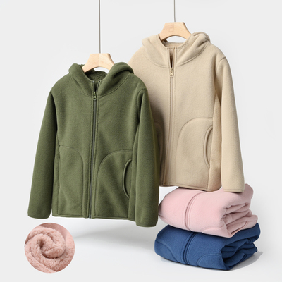 加厚双面绒立领秋冬连帽外套大童