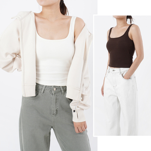 女士莱赛尔bra吊带背心 免穿文胸修身保暖弹力打底衫 秋冬款 女装