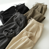 女装 500g 保暖收口运动裤 秋冬款 双面绒感防风裤 女士摇粒绒卫裤