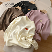 儿童半高领打底 男女童刺绣保暖衫 小中大童秋冬款 A类小暖皮 童装