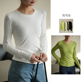 女装 春款 上衣 内搭外穿打底衫 优可丝T恤衫 女士圆领长袖